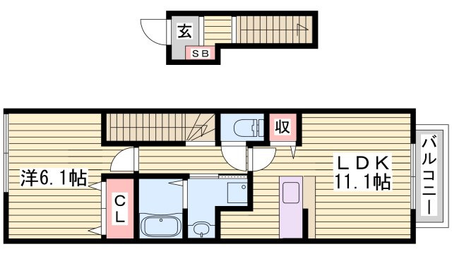 神戸市垂水区乙木３丁目のアパートの間取り