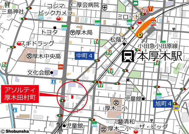 アソルティ厚木田村町の地図