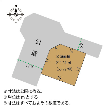 足利市毛野新町２丁目の売地の土地図