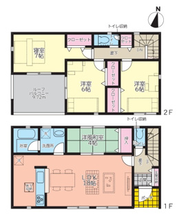 【間取り】 | クレイドルガーデン山陽小野田市鴨庄第９（3号棟） | 家族の動線が込み合わないように、普段の動きがよりスムーズに出来るよう考慮しています。