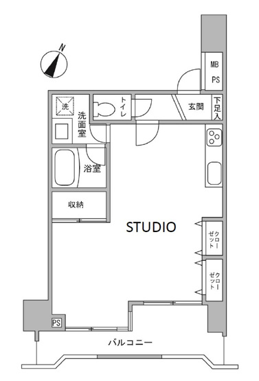【間取り】 | クリオ藤沢弐番館 | 45.14㎡スタジオタイプ