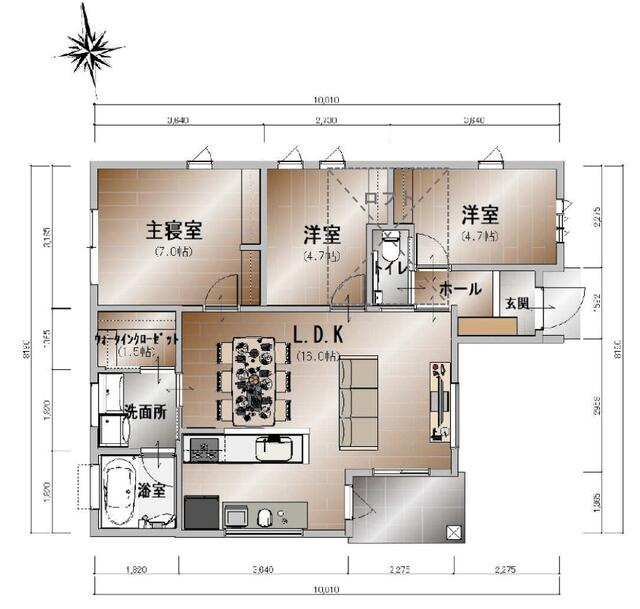 大そね甲　Ａ号地　新築戸建（全2区画）の間取り|Ａ号地
