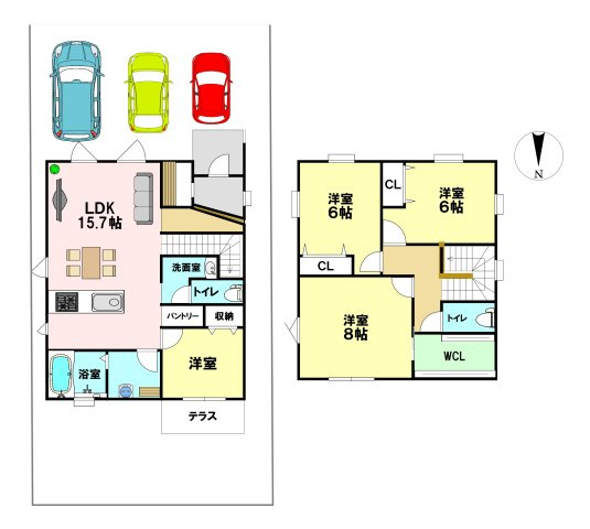 新築戸建八代市八幡町の間取り|駐車3台以上可