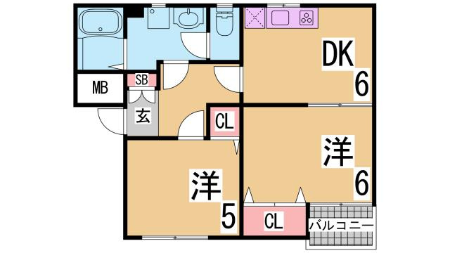 神戸市須磨区大田町６丁目のアパートの間取り