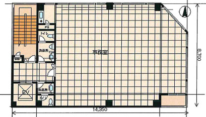 大阪市中央区南船場３丁目の事務所の間取り