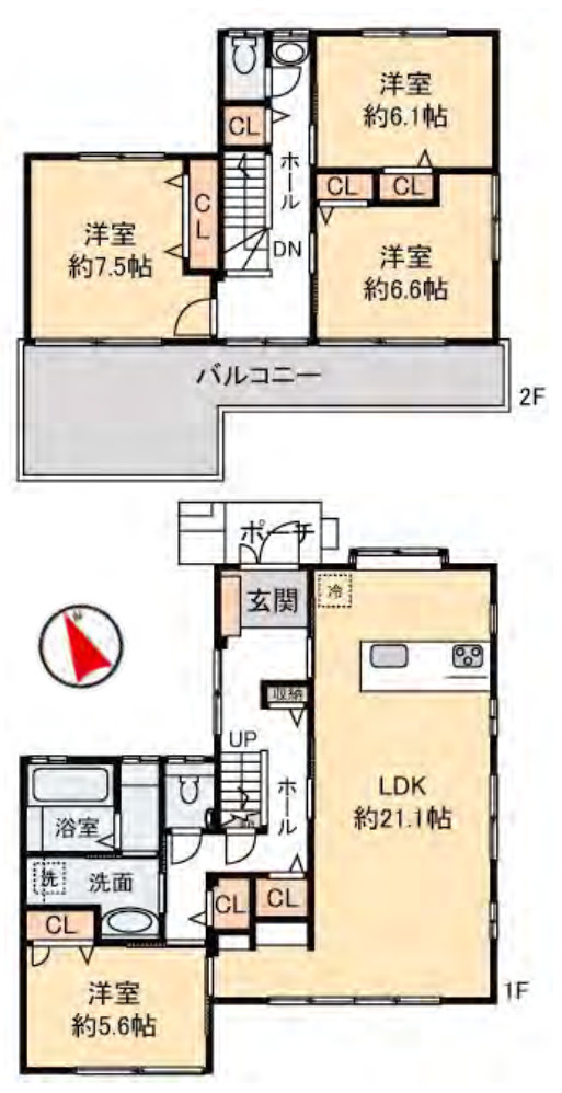 横浜市港南区下永谷2丁目 中古戸建て【仲介手数料半額】カースペース2台の間取り