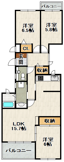 サーパス逆瀬川の間取り