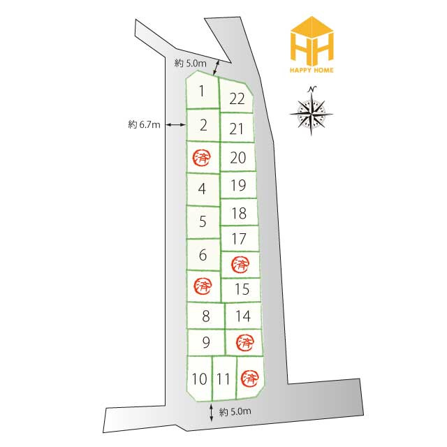 尼崎市東園田町2丁目新築一戸建て│4LDK+駐車2台（車種制限有）の区画図
