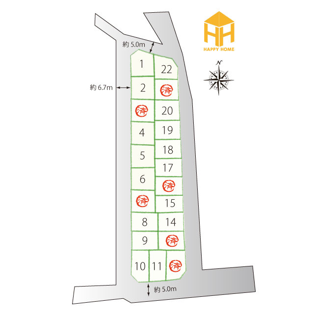 尼崎市東園田町2丁目新築一戸建て│2SLDK+駐車2台（車種制限有）の区画図