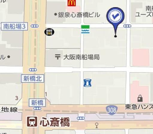 大阪市中央区南船場３丁目の店舗事務所の地図