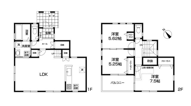 秦野市東田原　中古戸建の間取り