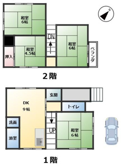 【間取り】 | 川西市錦松台中古戸建 | リフォーム前提でご検討ください。
築古物件です！　内外装リフォームで、素敵な家づくりしてみませんか？