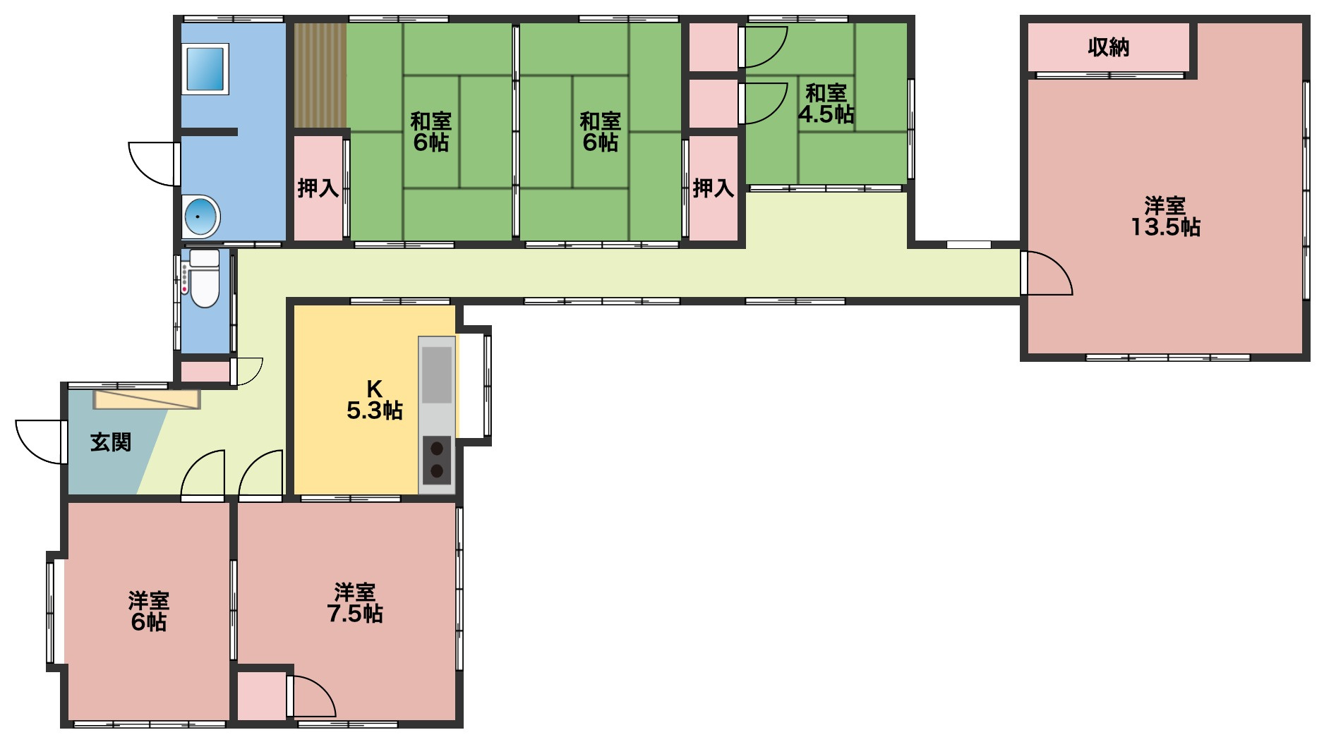 足利市葉鹿町の中古一戸建の間取り