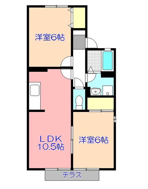 宗像市土穴３丁目のアパートの間取り