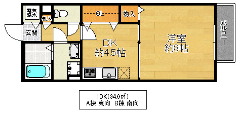 リバーサイドルーチェB棟の間取り