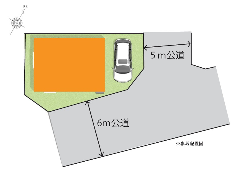 入間市扇台6丁目・全1棟　新築一戸建　～LDK吹抜け～の区画図|カースペース1台分有り