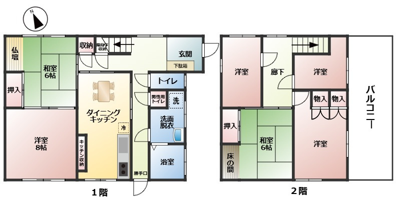 西伯郡伯耆町岸本　中古一戸建ての間取り