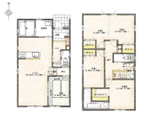 新築一戸建て　岡山市北区中撫川(第2)【仲介手数料無料】