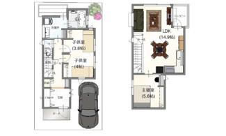 【参考プラン】 | 城陽市平川長筬　売土地　建築条件付き | 自由設計になりますので設計士と直接お話していただきオンリーワンのおうちづくりが可能です！需要の多いランドリールームも実現可能です。一緒に楽しくお家づくりをしていきましょう！