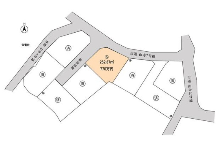 売地　山寺　分譲地　区画⑤　76.34坪