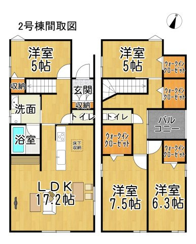 【商談中】常滑市榎戸町2期　2号棟の間取り|○●間取り図●○
　　2号棟