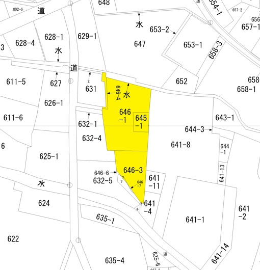 八女市忠見の売地の区画図
