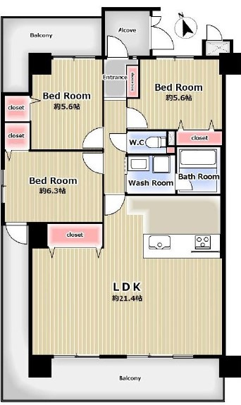 スペリア名南コンフォートの間取り|間取図　※図面と現況が異なる場合は現況優先といたします。