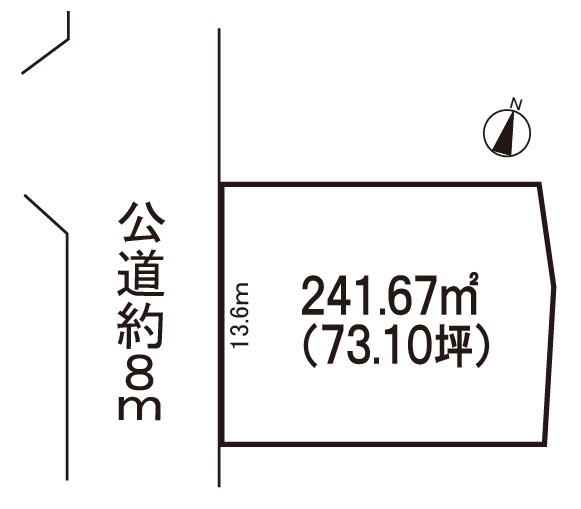 小牧市大字本庄郷浦　売地の土地図|敷地広々！約７３坪・間口１３.６ｍ。