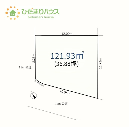 【土地図】 | 取手市宮和田　売地　36坪 | 前面道路が10ｍ以上なので車の出し入れもラクです！