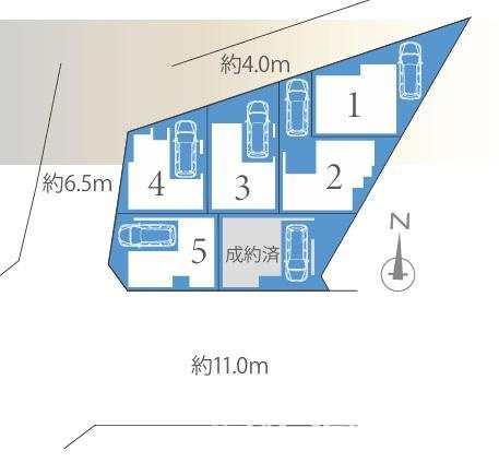 茅ヶ崎市浜竹1丁目　新築戸建　全6棟の区画図|対象地は5号棟です。