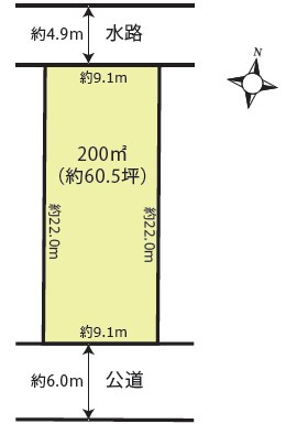 『北鴻巣駅』東口14分。約60坪の南側6m公道接道の売地の外観