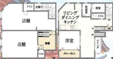 東山区本町　住宅付店舗戸建の間取り