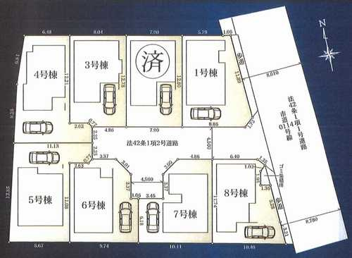 茅ヶ崎市萩園　新築戸建全８棟　8号棟の区画図