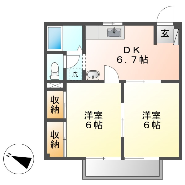 倉敷市中庄のアパートの間取り