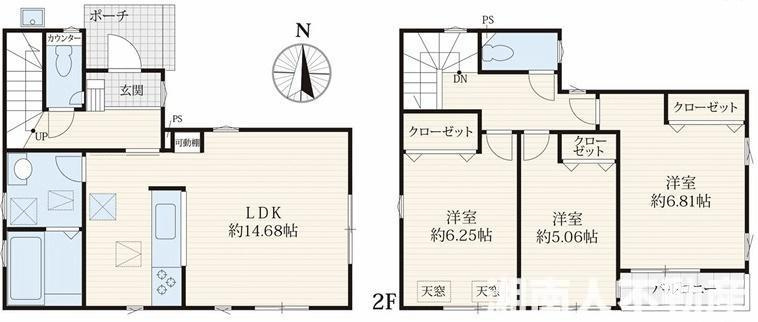 ●小・中学校の近く！ファミリー向け！　茅ヶ崎市今宿　新築戸建ての間取り