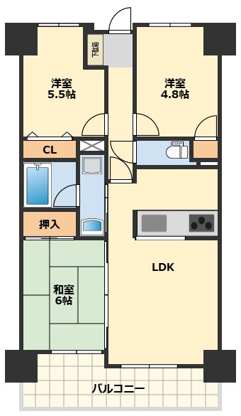 シャルマンフジ岩出参番館の間取り