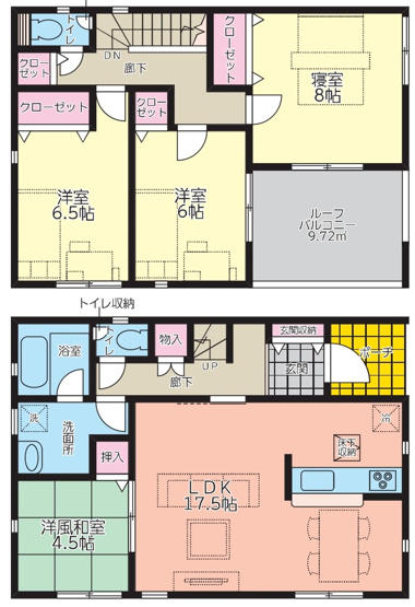 【間取り】 | 仲介手数料無料！厚狭小学校に通える新築戸建　山陽小野田市鴨庄　第９－１号棟　クレイドルガーデン　アーネストワン | お客様のご意見を凝縮した使いやすい間取り