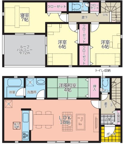 【間取り】 | 仲介手数料無料！厚狭小学校に通える新築戸建　山陽小野田市鴨庄　第９－３号棟　クレイドルガーデン　アーネストワン | お客様のご意見を凝縮した使いやすい間取り