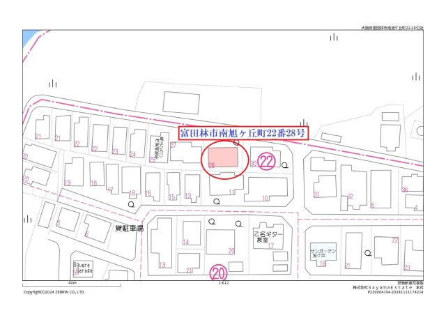 富田林市南旭ヶ丘町・売土地の地図