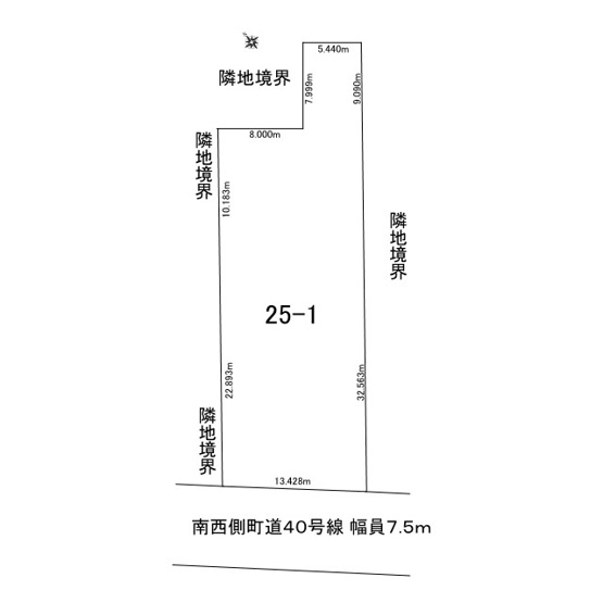 【区画図】 | 網走郡津別町字豊永２５番地１　地下１階付平屋建　中古売家 | 土地面積１４３.６４坪
