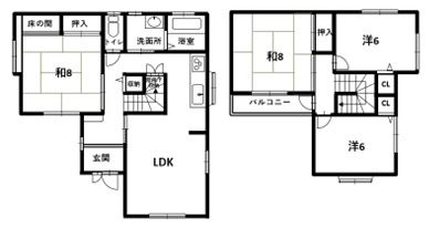 和歌山市木ノ本・中古戸建・54621の間取り