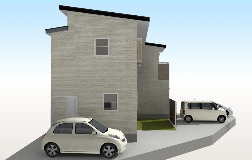 高知市福井町-F号地・建築条件付き- 売土地の完成予想図|F号地プラン・外観パースです