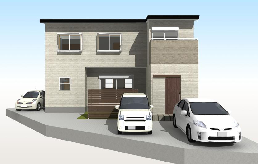 高知市福井町-F号地・建築条件付き- 売土地の外観パース|F号地プラン・外観パースです