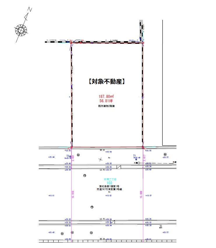 竹末一丁目（1期）の土地図|※現況：古家あり（解体更地引き渡し）