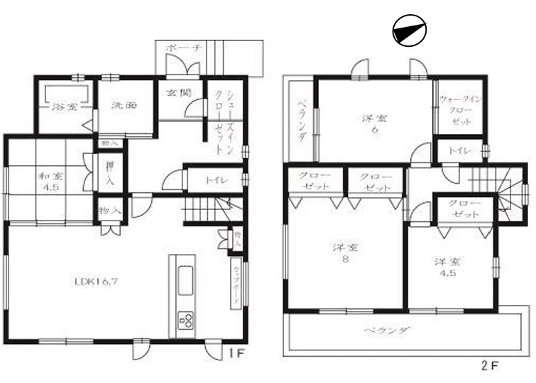 小中学校近くで便利　つつじが丘6丁目2区画　B号棟の間取り