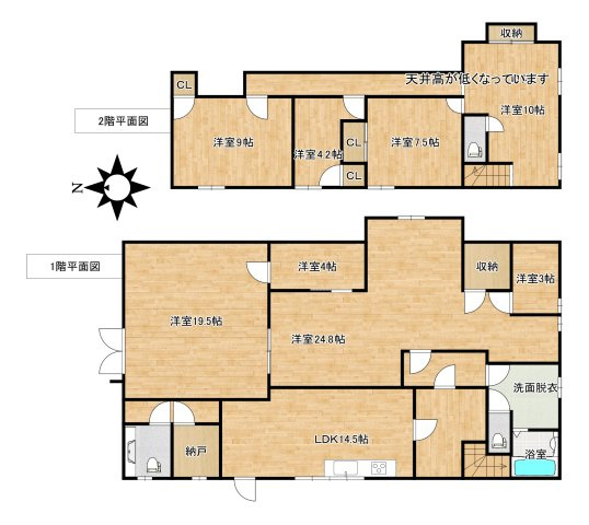 原村リノベーション住宅の間取り|玄関入って旧店舗部分です。広いスペースが確保されてます。2階が屋根裏スペースで勾配天井です