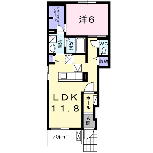 フランフランサクラＢ棟の間取り|使い勝手の良い間取りです♪