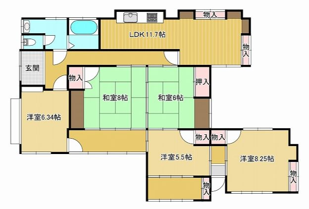 結城市結城の間取り|5LDKの広々平屋建てです！