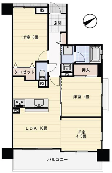 【間取り】 | プレステージ姫路V　10階 | 3LDKです。