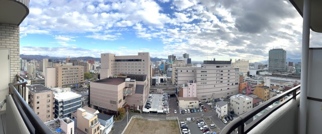 ライオンズステーションプラザ盛岡の展望|バルコニーからの眺望です。パノラマ写真です。    